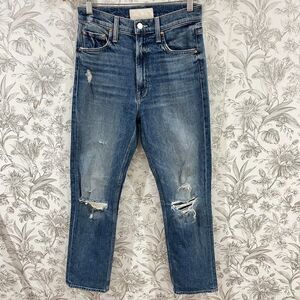 MOTHER SUPERIOR Jeans High Waisted Rider Ankle Distressed 26 Far Beyond The Sky